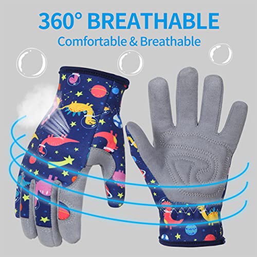 Baidast Garden Gloves for Kids, Breathable Leather Gardening Gloves for Digging, Planting, Pruning - size: Large(Age 10-12)