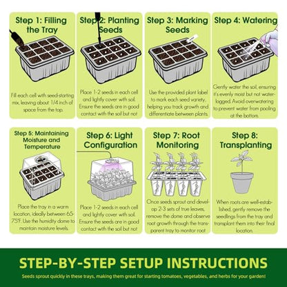 Seed Starter Tray with Grow Light, 6-Pack 72 Cell