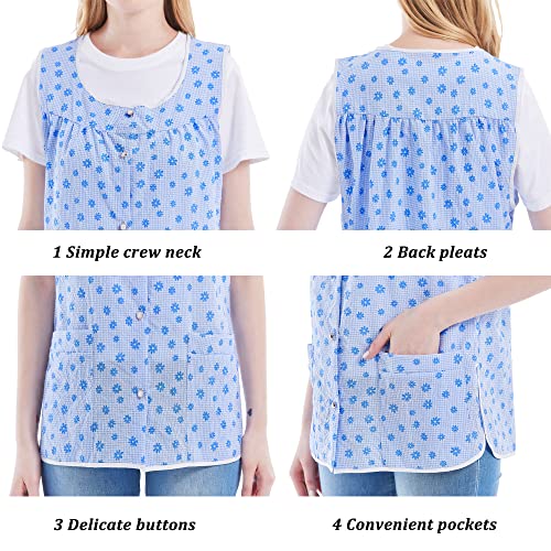 Nanxson Cobbler Aprons for Women with Pockets Smock Apron with Buttons - color: Blue, size: Small