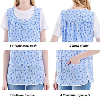 Nanxson Cobbler Aprons for Women with Pockets Smock Apron with Buttons - color: Blue, size: X-Large