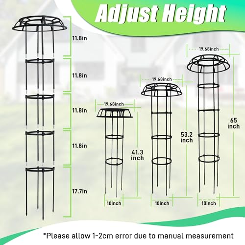 Quibbay 53 Inch Mushroom Top Garden Trellis for Climbing Plants,2 Pack - style: 4 Floors-10*53IN