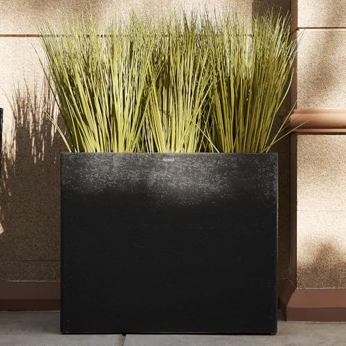 25"Tall Rectangular Outdoor Planter, Heavy‑Duty | Business&Home, Dark Gray - color: Charcoal Gray