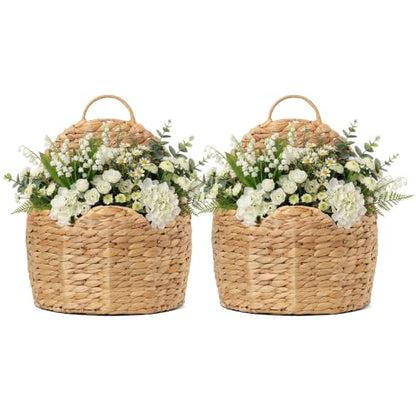 2 PC Hanging Door Basket,Scalloped Wall Baskets for Front Door-L - size: Large *2
