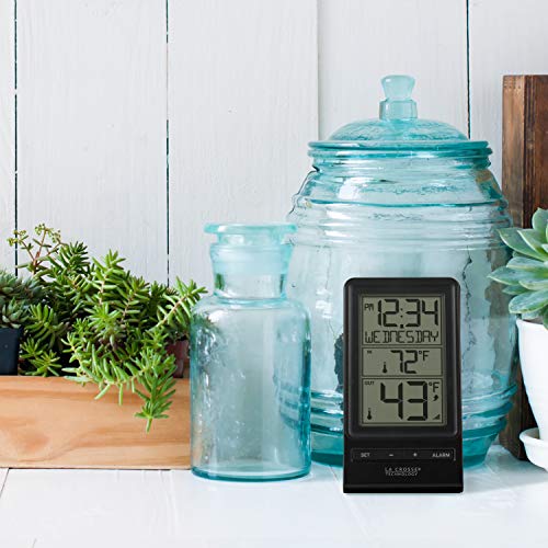 La Crosse Technology 308-1415BW Digital Wireless Thermometer with Time, Black