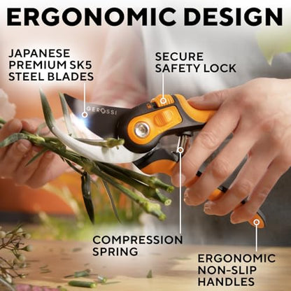 Bypass Pruning Shears and Hand Pruners for Gardening, Garden Clippers