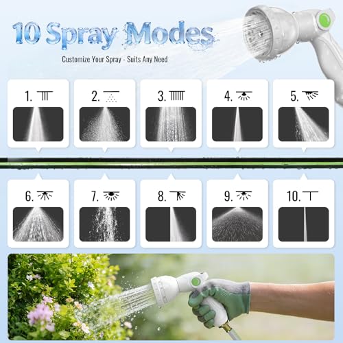 Etoolab Retractable Garden Hose Reel 100ft x 1/2 in with 10 Spray Nozzle - color: White