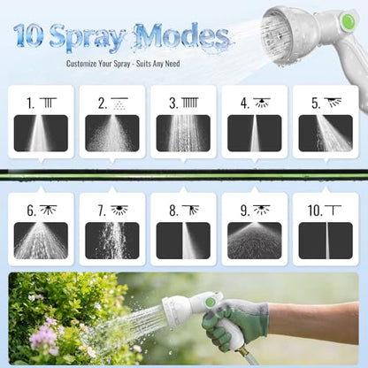 Etoolab Retractable Garden Hose Reel 100ft x 1/2 in with 10 Spray Nozzle - color: White
