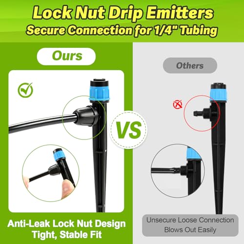 50pcs Drip Emitters with Stake for 1/4" Irrigation Tubing, Adjustable 360 Degree Water Flow Irrigation Vortex Sprayers & Stream Emitters On 5" Stake Garden Irrigation Dripper System - color: Drip Emitters-50P