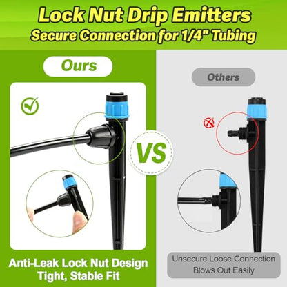 50pcs Drip Emitters with Stake for 1/4" Irrigation Tubing, Adjustable 360 Degree Water Flow Irrigation Vortex Sprayers & Stream Emitters On 5" Stake Garden Irrigation Dripper System - color: Drip Emitters-50P