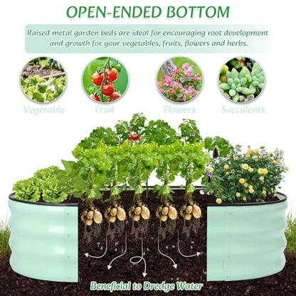 Metal Raised Garden Bed, 4 x 2 ft Oval Galvanized Planter Box - color: Green