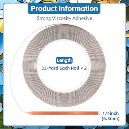 Copper Foil Tape for Stained Glass, Adhesive Pure Copper Foil Tape - color: Golden, size: 1/4inch