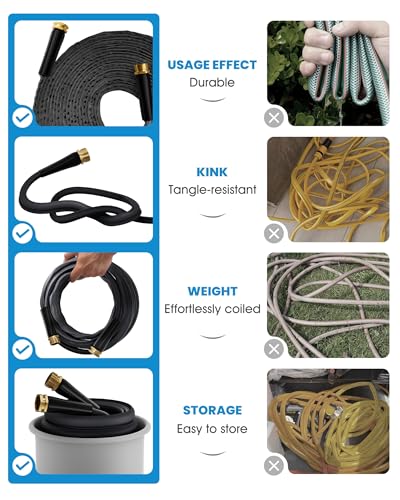 100 FT Garden Hose, Non-Expanding Water Hose, Ultra Flexible, Burst-Resistant, Kink-Free, High-Pressure Garden Hose for Easy All-Weather Use on Lawns, Gardens, and Outdoor Cleaning - size: 100ft