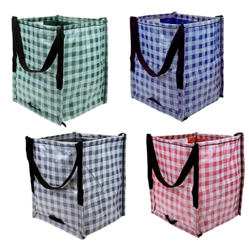 DURASACK Heavy Duty Storage Tote Bag 22-Gallon, Gingham Multi, Pack of 4 - color: Gingham Multicolored, size: Pack of 4