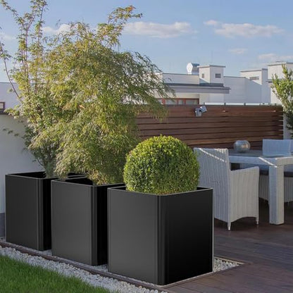 Large Square Metal Outdoor Planter Box 20" Wx20 Dx21 H - color: Black, size: 20"L x 20"W x 21"H