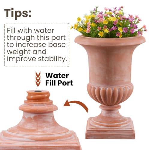 Roman Urn Planter - 24.4"H, Weathered Terracotta Finish (Plastic) - color: Terracotta