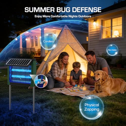 Solar Bug Zapper Outdoor with Dual Solar Panels, 4500V Mosquito Zapper - color: Green