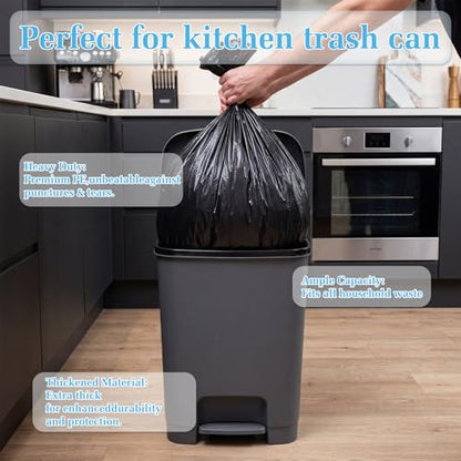 31 Gallon Trash Bags Heavy Duty - 50 Pack Black Large Garbage Bags, Tall 31 Gal Trash Can Liners for Commercial, Kitchen, Yard, Construction Waste, 117 Liter Capacity