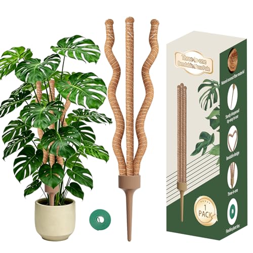 3-in-1 Moss Pole, Bendable 30IN Monstera Plant Support for Indoor-1 Pack - size: 30IN-1PACK