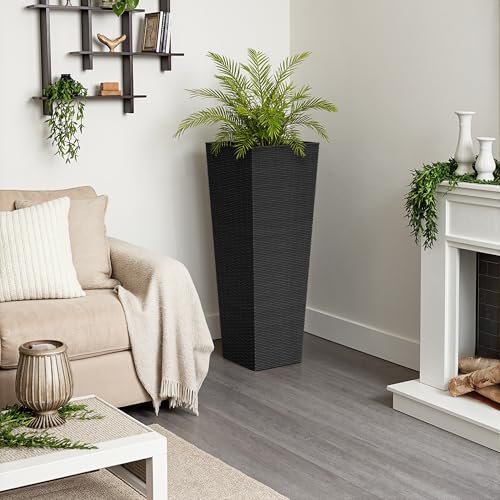 Greesum 32 Inch Tall Plastic Planters (Set of 2), Black - color: Black, size: 30" Height without Tray