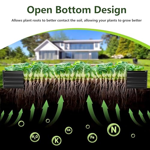 2PCS 10x3x1ft Galvanized Raised Garden Bed Kit,Gardening Planter Box - color: Black, size: 10x3x1FT(2PCS)
