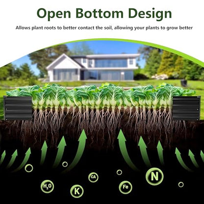 2PCS 10x3x1ft Galvanized Raised Garden Bed Kit,Gardening Planter Box - color: Black, size: 10x3x1FT(2PCS)