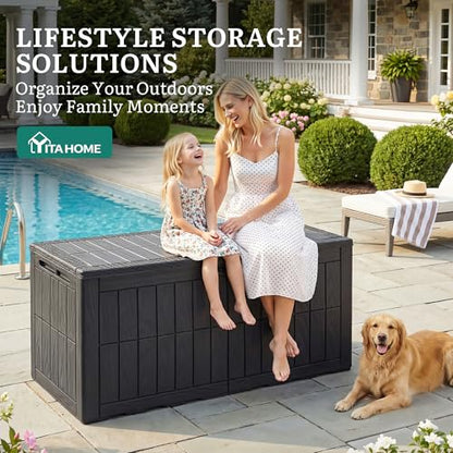 YITAHOME 110 Gallon Outdoor Deck Box - color: Dark Gray, size: 110 Gallon