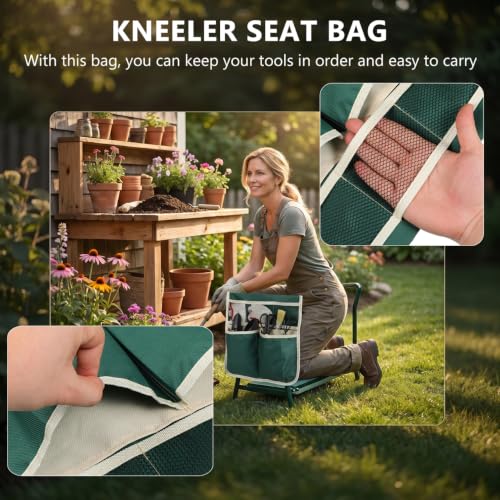 Sewroro Garden Kneeler Bag Large Multi-Purpose Oxford Cloth Tool Pouch for Storage and Carrying Gardening Tools with Ample Space