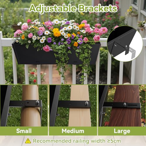 2 Pack Railing Planter Box 36 Inch, Heavy Duty Metal Window Boxes - size: 2 Packs