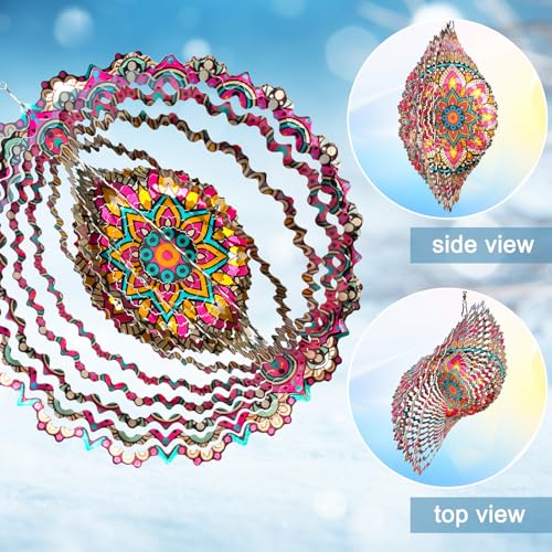Mandala Blossom Wind Spinner - Metal Wind Spinners 12inch Large - color: Mandala Blossom