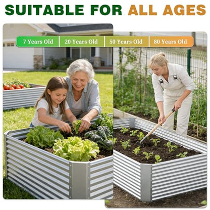 Galvanized Steel Raised Garden Bed, Extra Large Outdoor Planter Box for Vegetables & Herbs, Rust-Resistant and Easy to Clean DIY Garden Box (3, 6×3) - size: 6×3