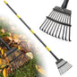 Leaf Rake: 8.5" Wide Heavy Duty Small Metal Garden Rake for Lawn Yard Garden Bed Leaves Debris Shrub Pine Needles Cleanup, 11 Metal Tines, Lightweight Kids Leaf Rakes, 72” Long Handle - style: 11 tines-6ft