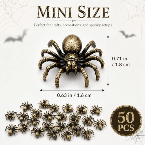 Weysat 50 Pcs Mini Bronze Spider Statue, Mini Metal Spider Figurine - style: Spider