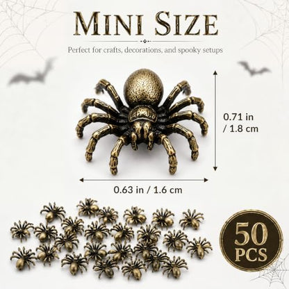 Weysat 50 Pcs Mini Bronze Spider Statue, Mini Metal Spider Figurine - style: Spider