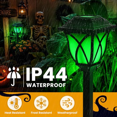 GIGALUMI Solar Halloween Lights Outdoor, LED Solar Pathway Lights 8 Pack - color: Green, size: 8 Pack