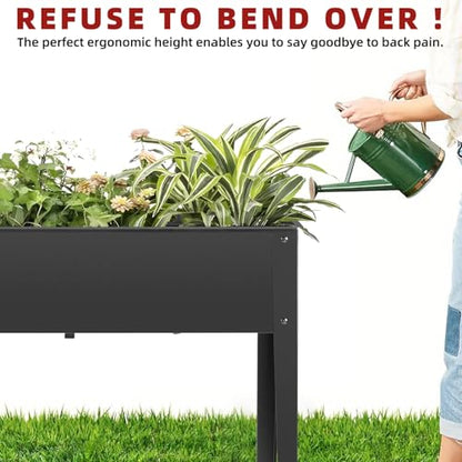 32" Rolling Raised Garden Bed with Wheels, Metal Elevated Planter Box