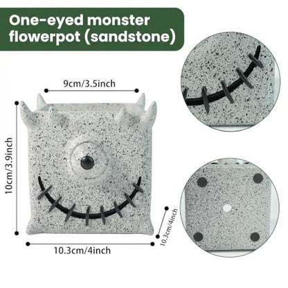 Halloween One-Eyed Monster Resin Planter Pot for Indoor Plants - color: Gray-b
