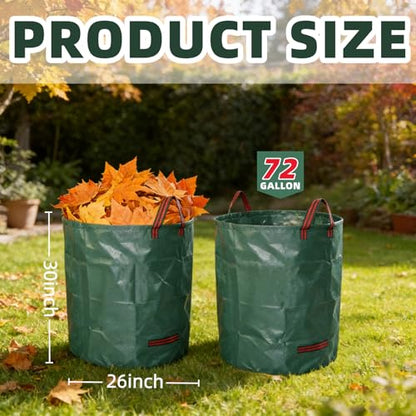 3 Pack 72 Gallon Reusable Yard Waste Bags - size: 3-Pack Bags & 1 Pair of Gloves