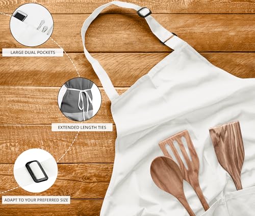 Utopia Kitchen Bib Aprons 10 Pack Adjustable With 2 Pockets - color: White