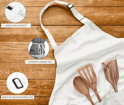 Utopia Kitchen Bib Aprons 10 Pack Adjustable With 2 Pockets - color: White