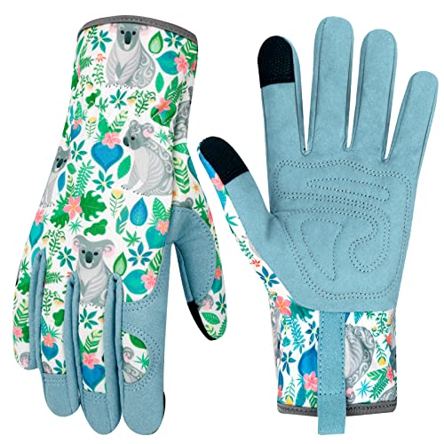 Leather Gardening Gloves for Women Thorn Proof Garden Gloves Touch Screen Working Gloves Gifts,M - color: Colorm