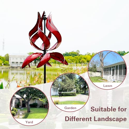 Red Tulip Wind Spinners Outdoor - 87" H Large Yard Spinners