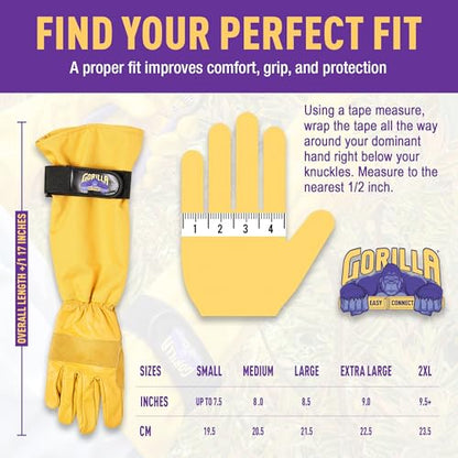 GORILLA EASY CONNECT Gardening Gloves Lightweight Tough Heavy Duty Long Sleeve Leather Pruning Gloves with Adjustable Strap - size: Small (Pack of 1)
