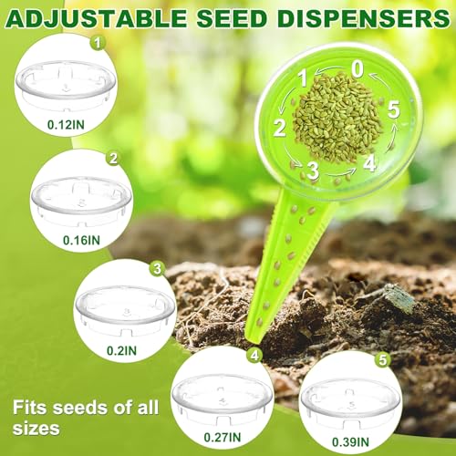 M METERXITY 1-Set Seed Planter Tool, Plastic Hand Dibber Garden Tool with Handle for Sowing Seeds/Transplanting/Planting Bulbs, Handheld Digging Hole Punch Adjustable Dispensers [Light Green] - color: Light Green
