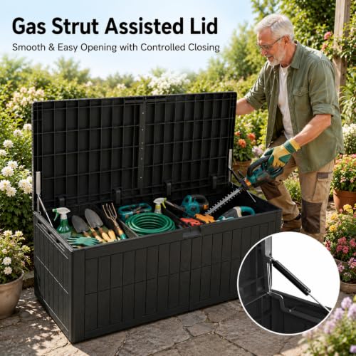 220 Gallon Large Outdoor Storage Box, Waterproof Patio Cushion Deck Box - size: 220 Gallon