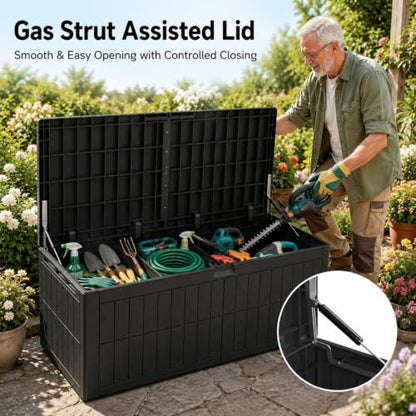 220 Gallon Large Outdoor Storage Box, Waterproof Patio Cushion Deck Box - size: 220 Gallon