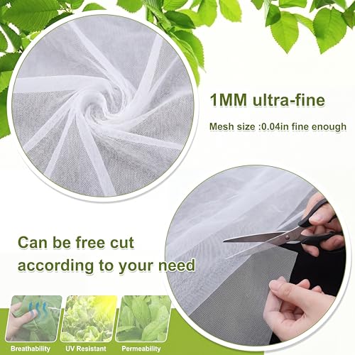 Zonon 5 x 20ft Mosquito Netting White Garden Insect Bug Mesh for Plant - color: White, size: 5.25 x 19.69 ft