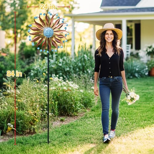 LimeHill Wind Spinners Outdoor - 84" H Large Metal Garden Decor