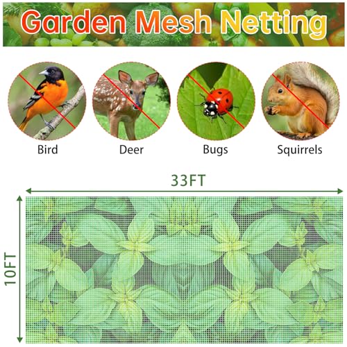 Garden Netting 10x33FT 2 Pack Ultra Fine Mesh, Insect Barrier Bird Netting for Garden Protection, Insect Bug Netting Garden Net for Protecting Plants Vegetables Flowers Fruits - size: 10*33 FT-2PCS
