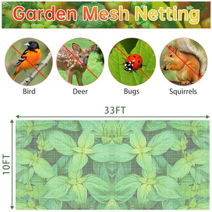 Garden Netting 10x33FT 2 Pack Ultra Fine Mesh, Insect Barrier Bird Netting for Garden Protection, Insect Bug Netting Garden Net for Protecting Plants Vegetables Flowers Fruits - size: 10*33 FT-2PCS