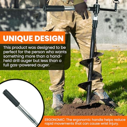 Earth Auger - 6" Wide x 32" Deep - Electric Post Hole Digger - Handles - Hole Digger for Fence Posts - style: 6" X 32"